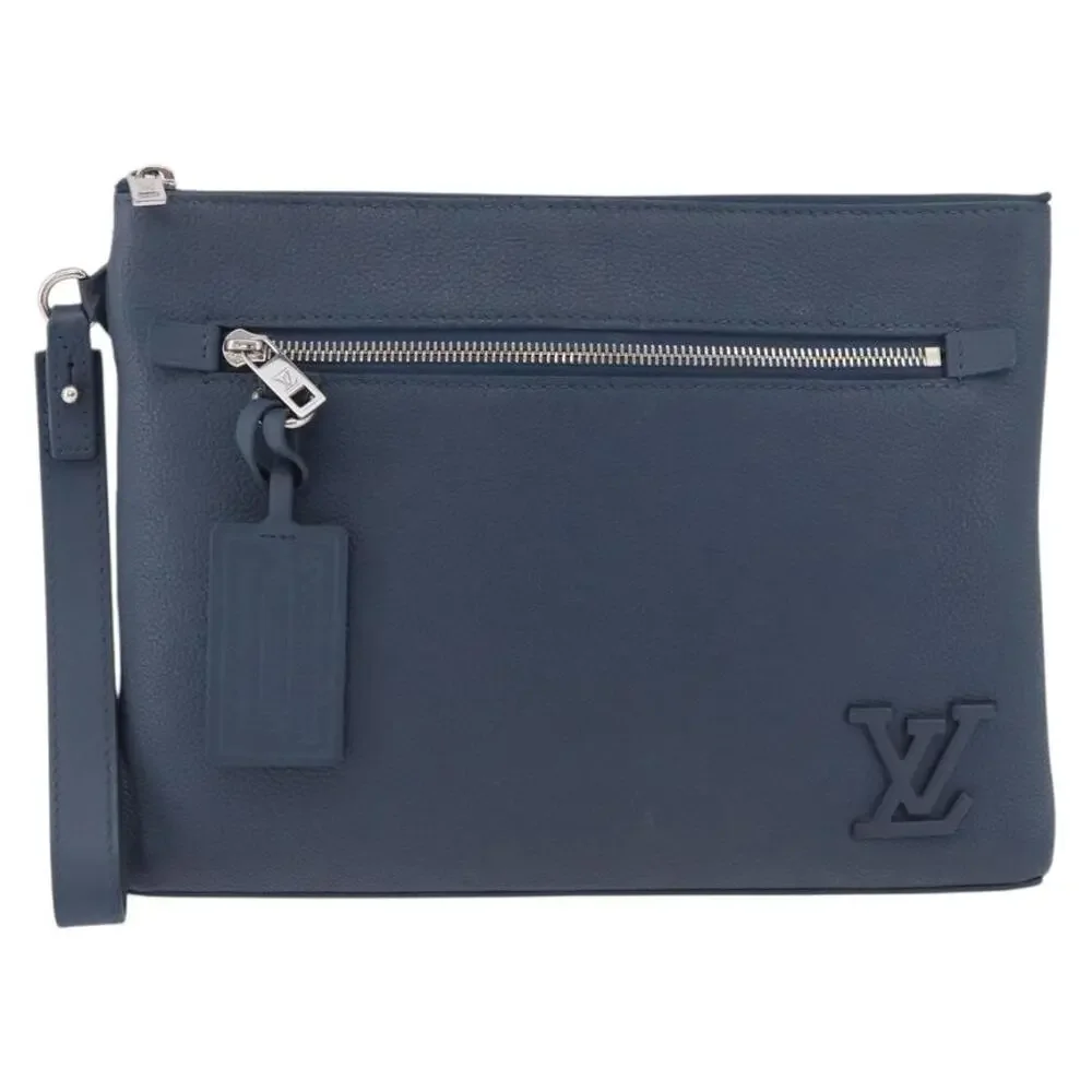 Louis Vuitton Leather Takeoff Pouch Blue